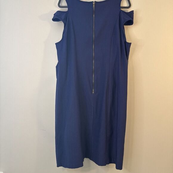 Royal Blue, Ashley Stewart Cold Shoulder Ruched Shift Dress Size 24 - Picture 2 of 13